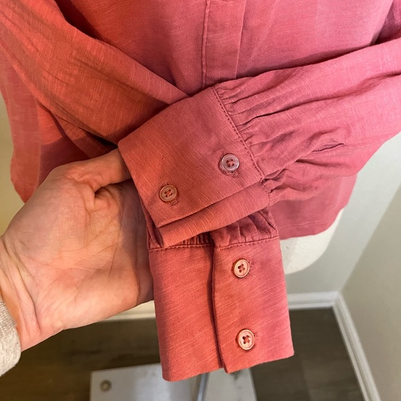Boden 100%‎ cotton ruffle front blouse dusty rose size 6R - Picture 6 of 11